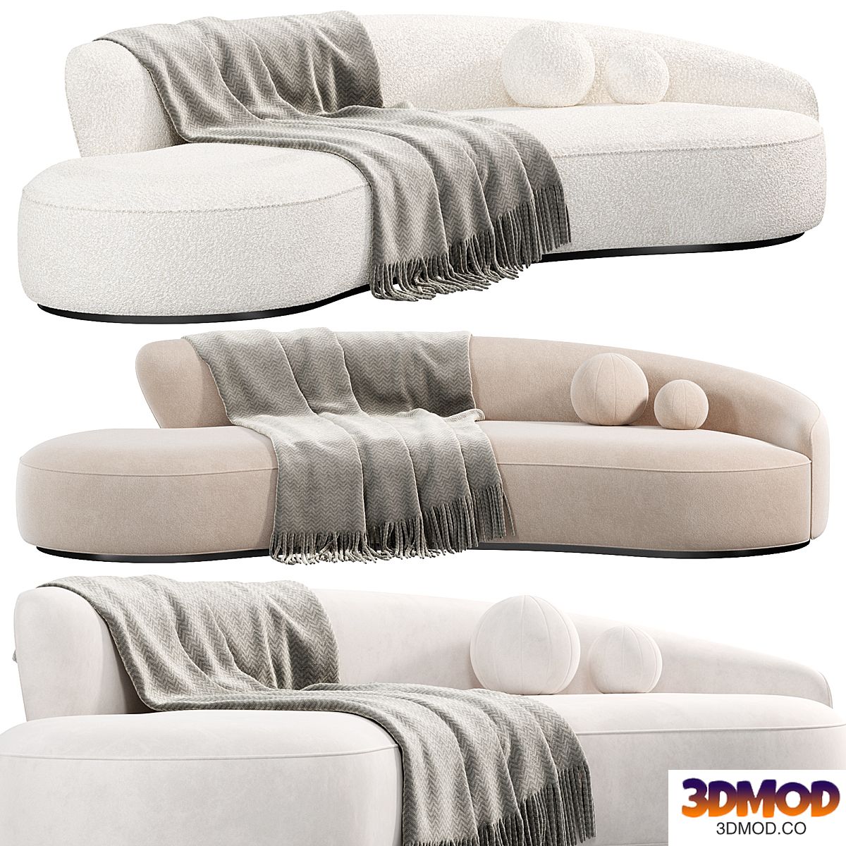 Marseille 2 Curved Sofa ni Mohair, sofas 多人沙发