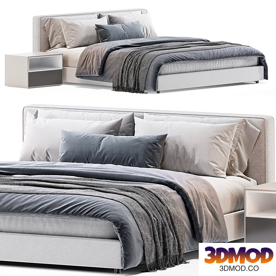 West Elm Flanged Edge Upholstered Bed 双人床