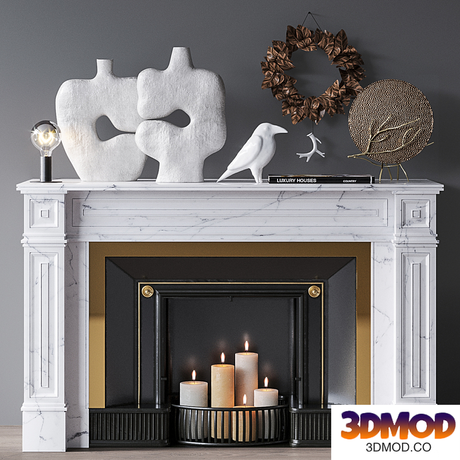 Decorative set with fireplace 壁炉
