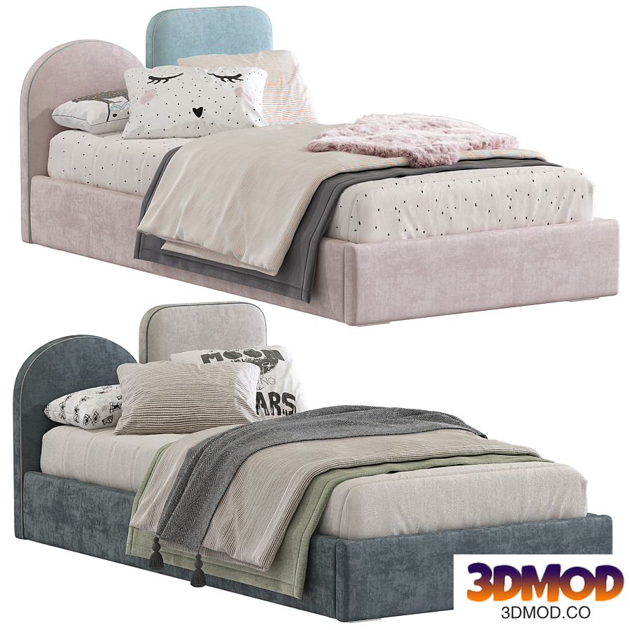 Bed with upholstered headboard 267 单人床