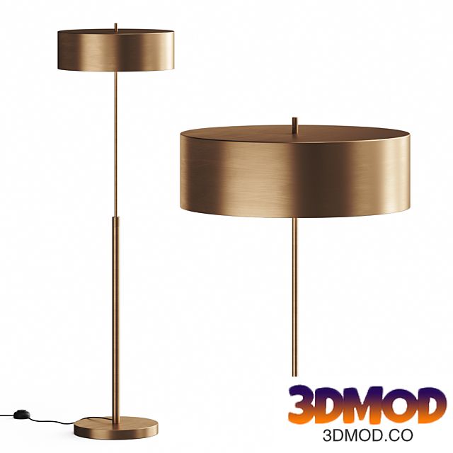 Crate and Barrel Zain Brushed Brass Metal Adjustable Floor Lamp 落地灯