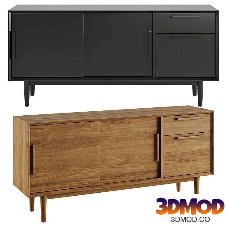 Tate Black Wood Storage Media Console 边柜