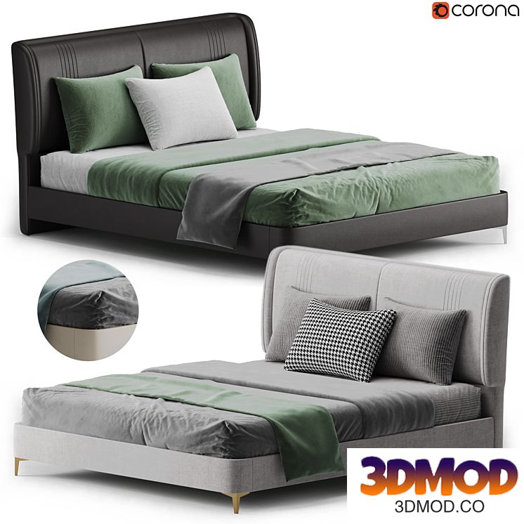 Leather Beige Bed Frame 双人床