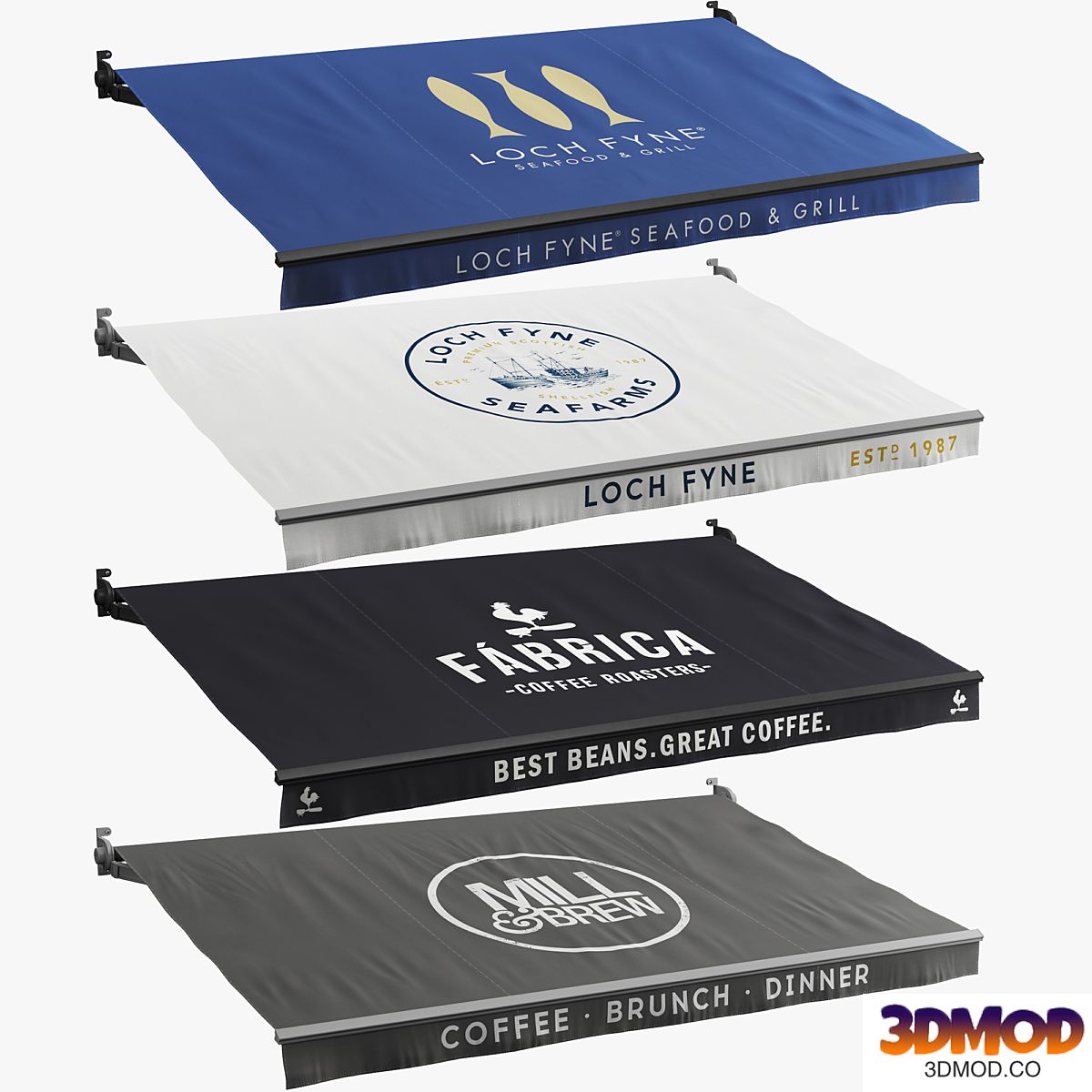 A set of  awnings 2 (cafes and restaurants) 遮阳棚