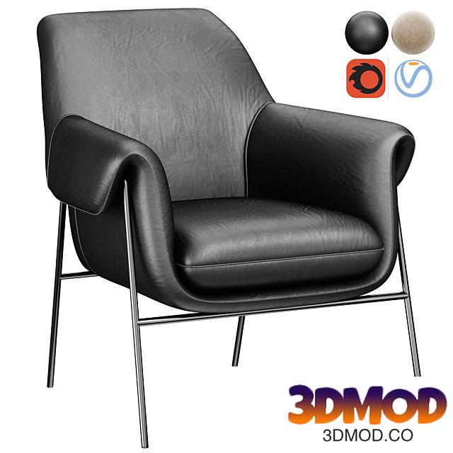 CONTEMPORARY_LEATHER_METAL_FRAME_CLUB_CHAIR 休闲椅