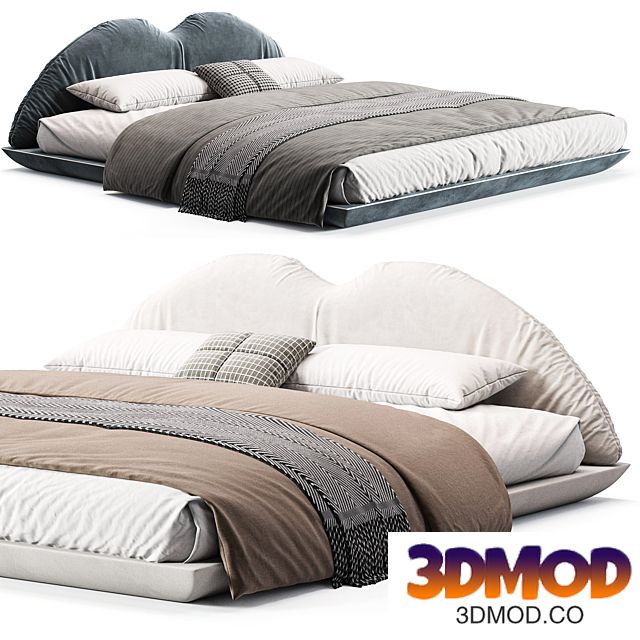 Eady Brown Technical Fabric Modern Floating Bed 双人床