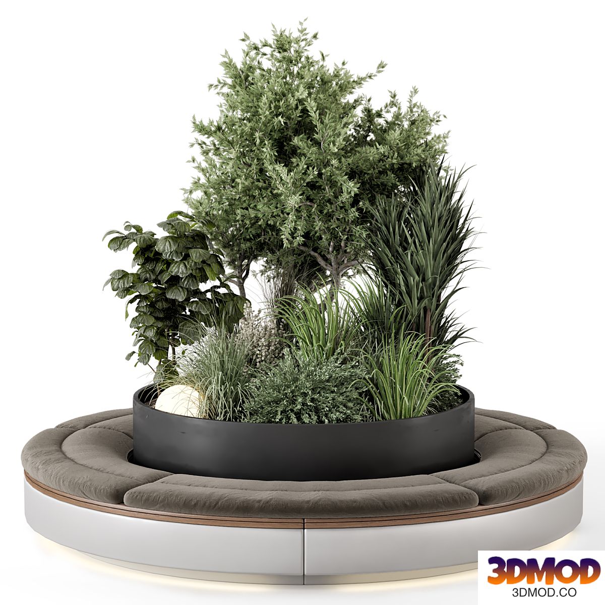 Backyard and Landscape Set Bush and Tree - Set 1282 花坛公共沙发