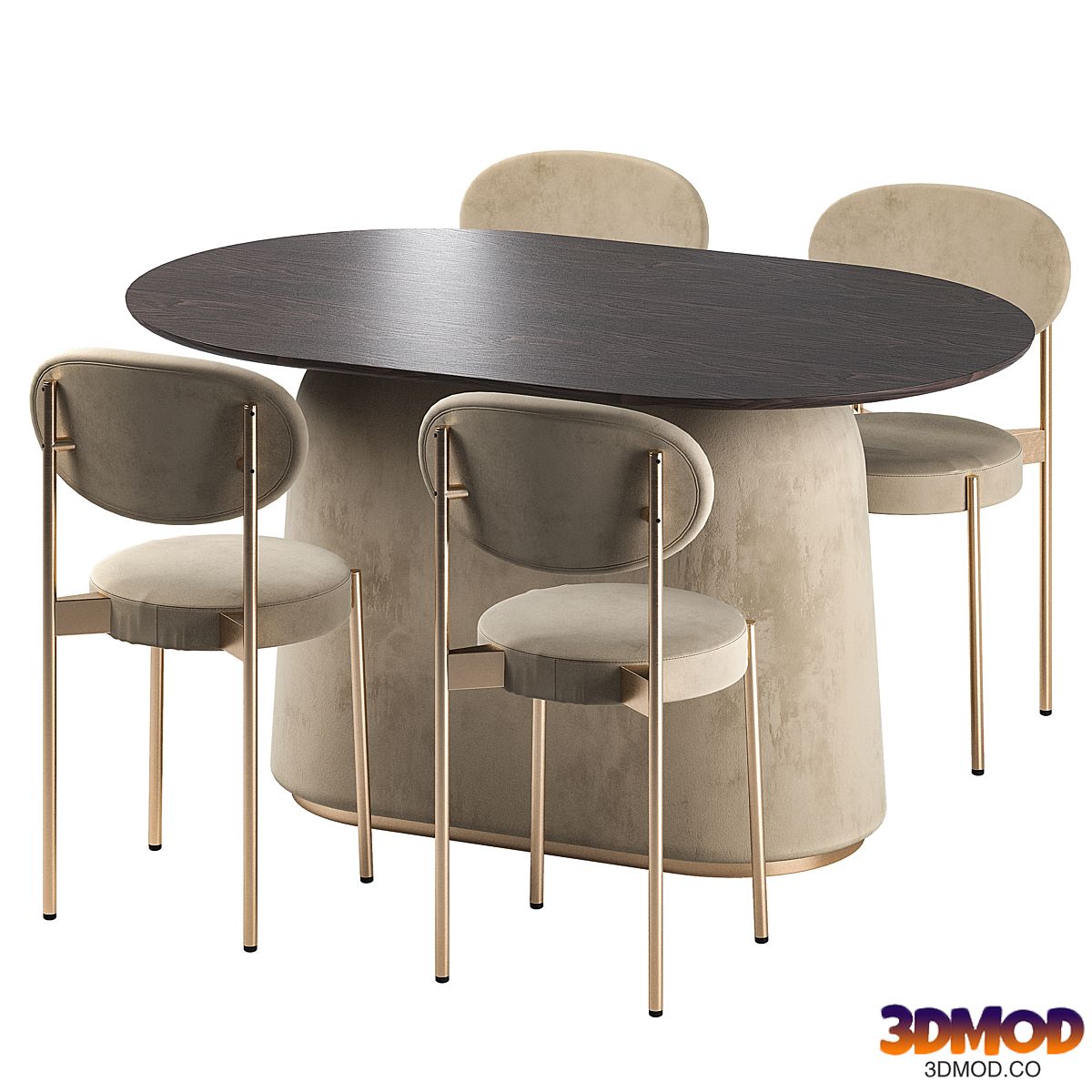 Casper table UNIKA / 430 Chair in Beige Verner Panton 餐桌椅