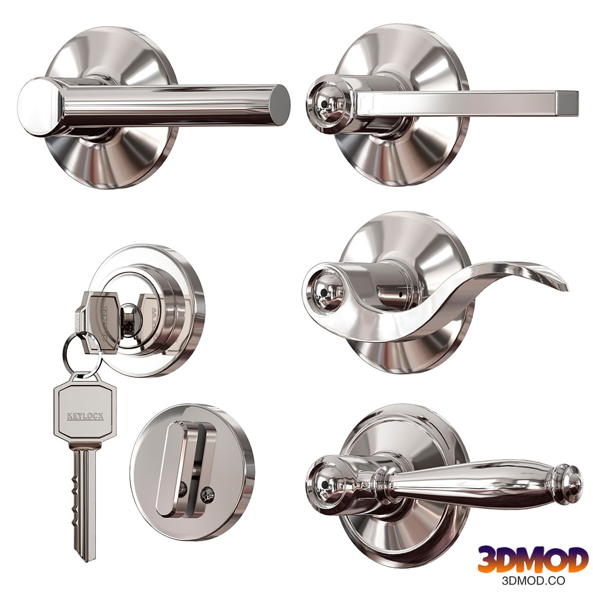 Chrome plated metal door handles. lock and key 水龙头