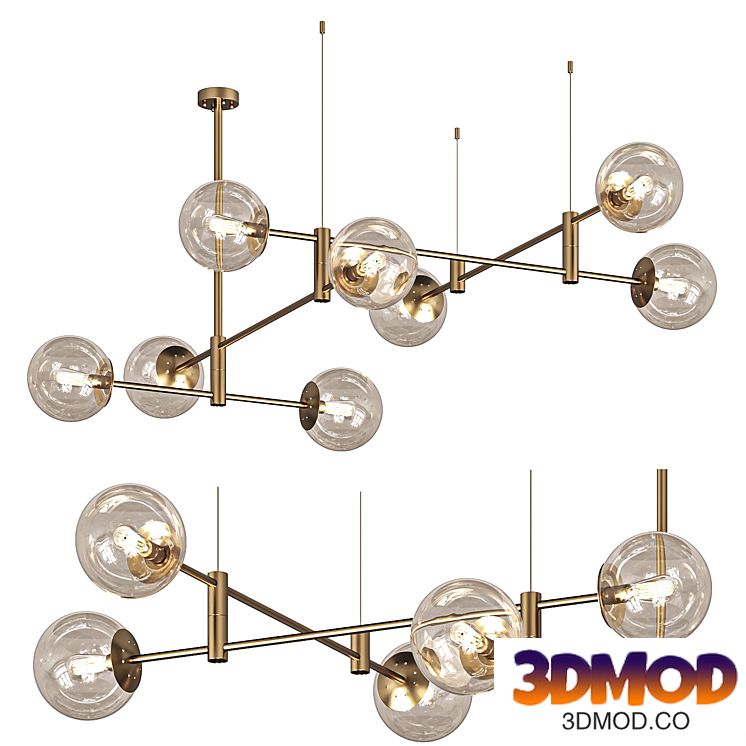 Chandelier With Glass Shades On GAP Rods By Lalume 吊灯