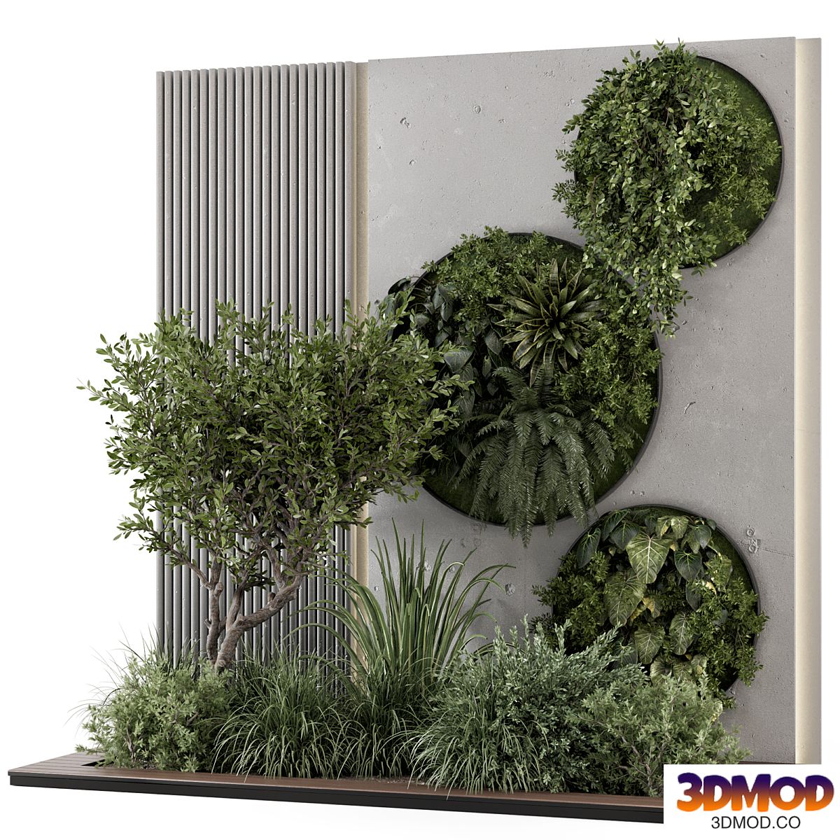 Indoor Wall Vertical Garden in Concrete Base - Set 1357 植物景观