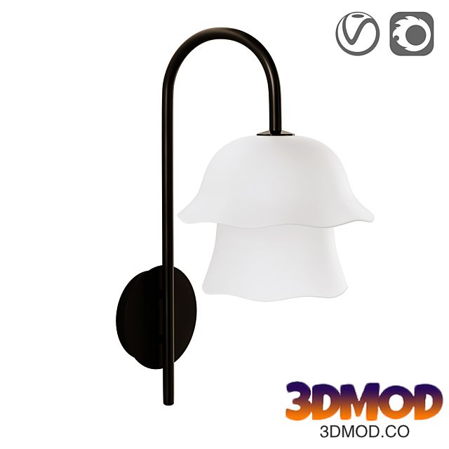 Wall lamp made of metal and glass, sandblasted, Linza 壁灯