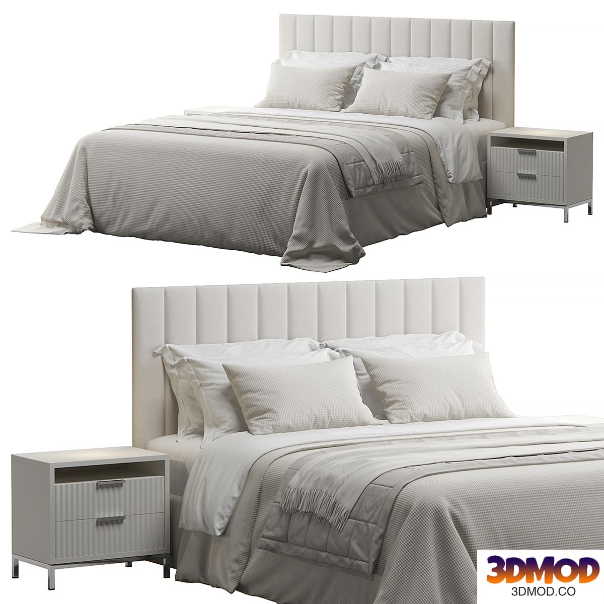 Shire Striped Headboard Bed 双人床