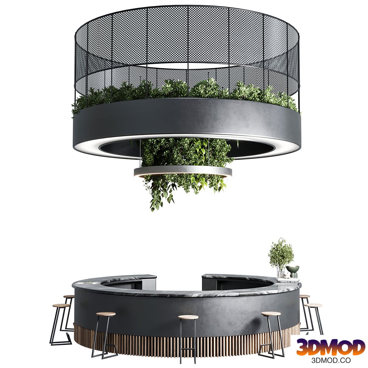 Circular Reception Desk for Restaurant and Caffe set 05