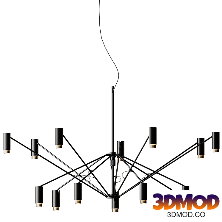 The W Chandelier Black Gold Pendant from Marset 吊灯