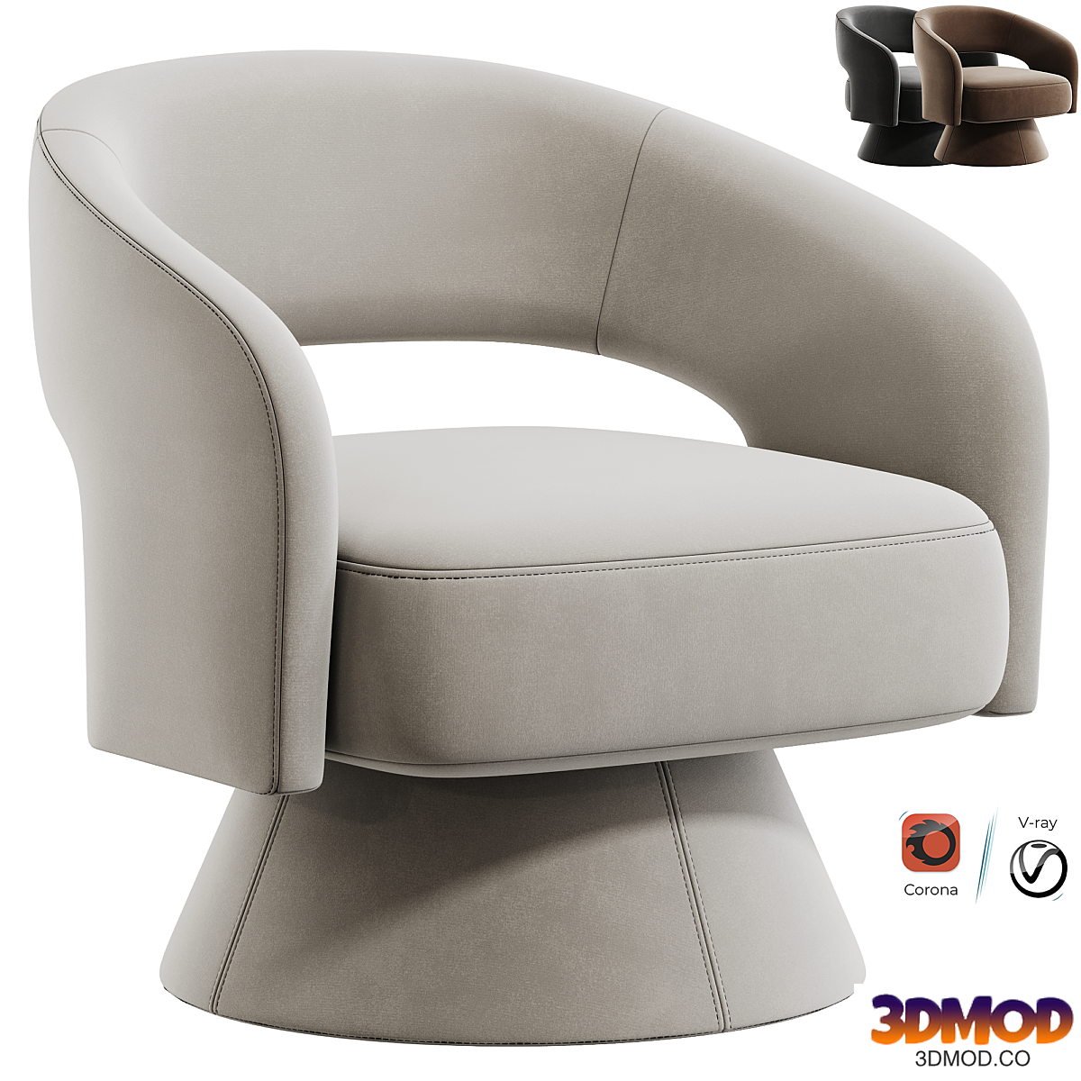 Aracelly Upholstered Swivel Barrel Chair 休闲椅