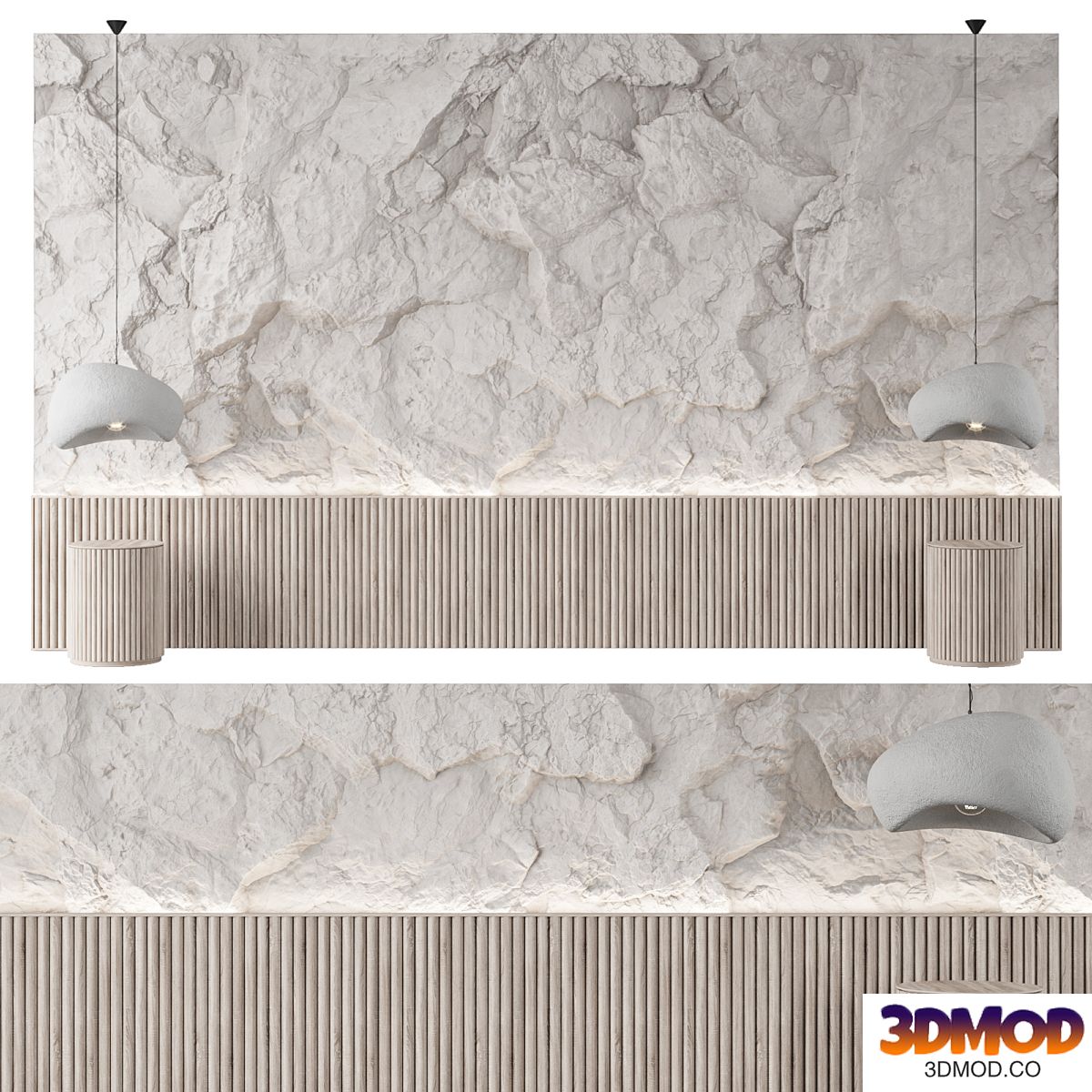 Rock headboard of the bed 卧室背景墙