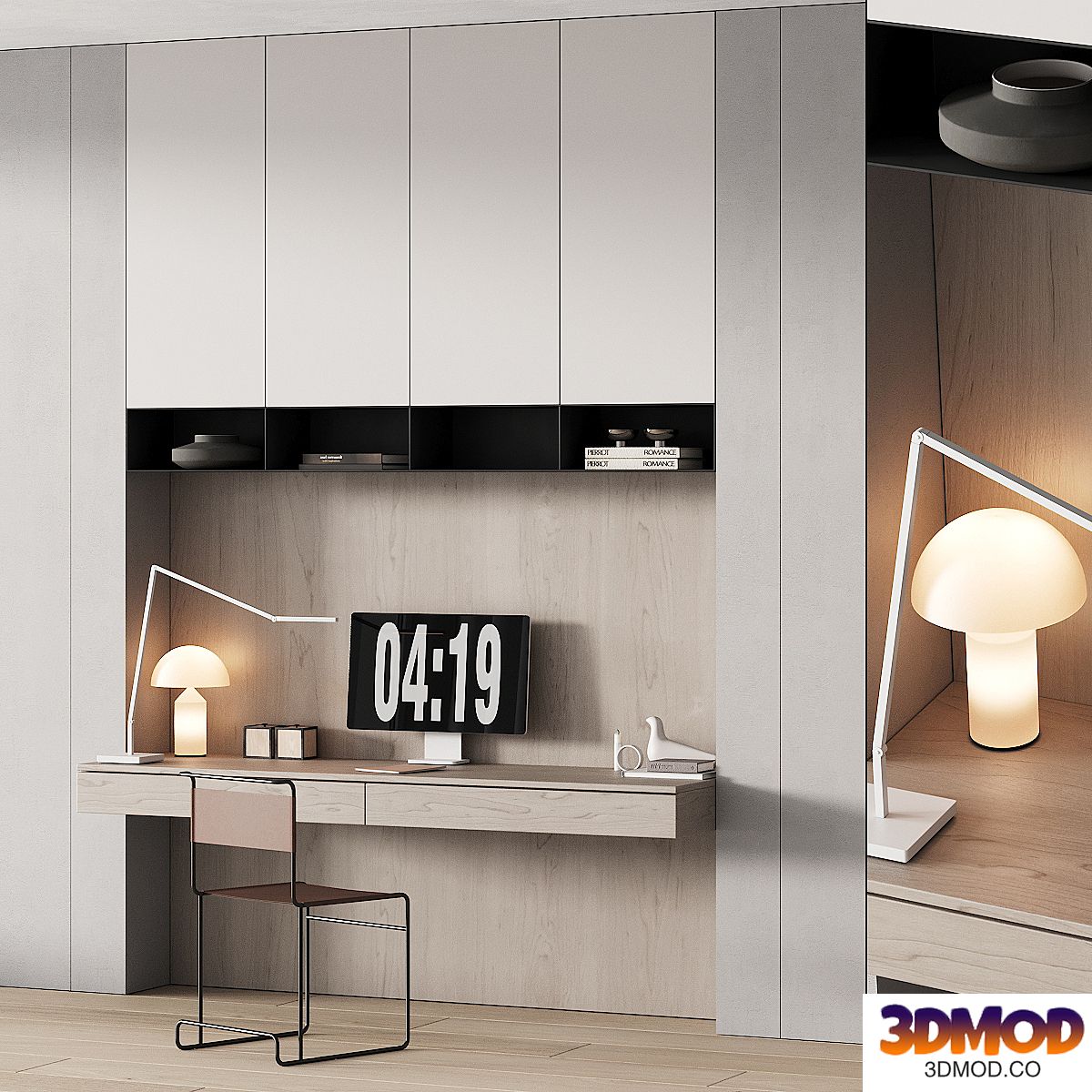 244 office furniture 09 workplace 05 minimal warm vintage 01 书桌椅