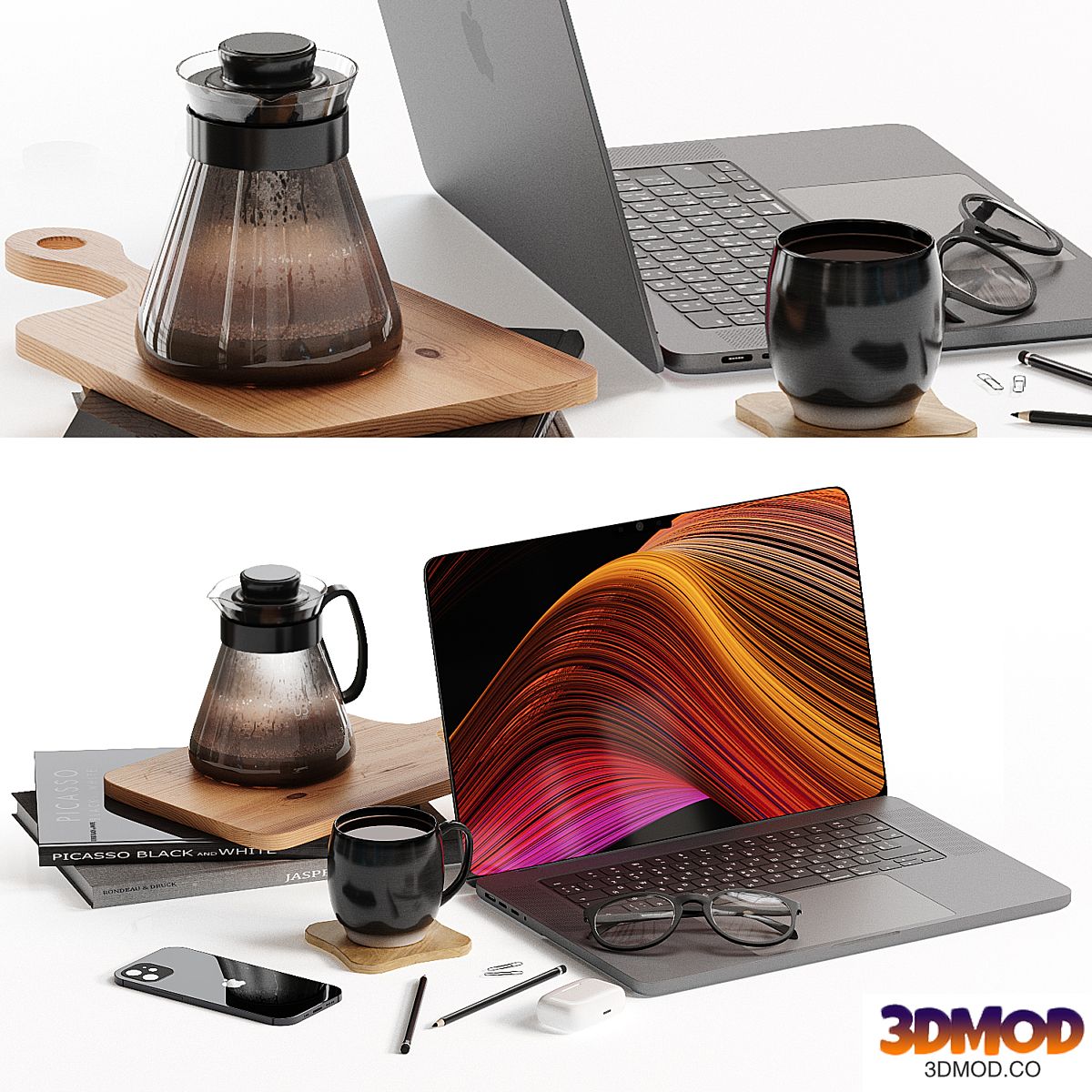 Decorative set on the desktop