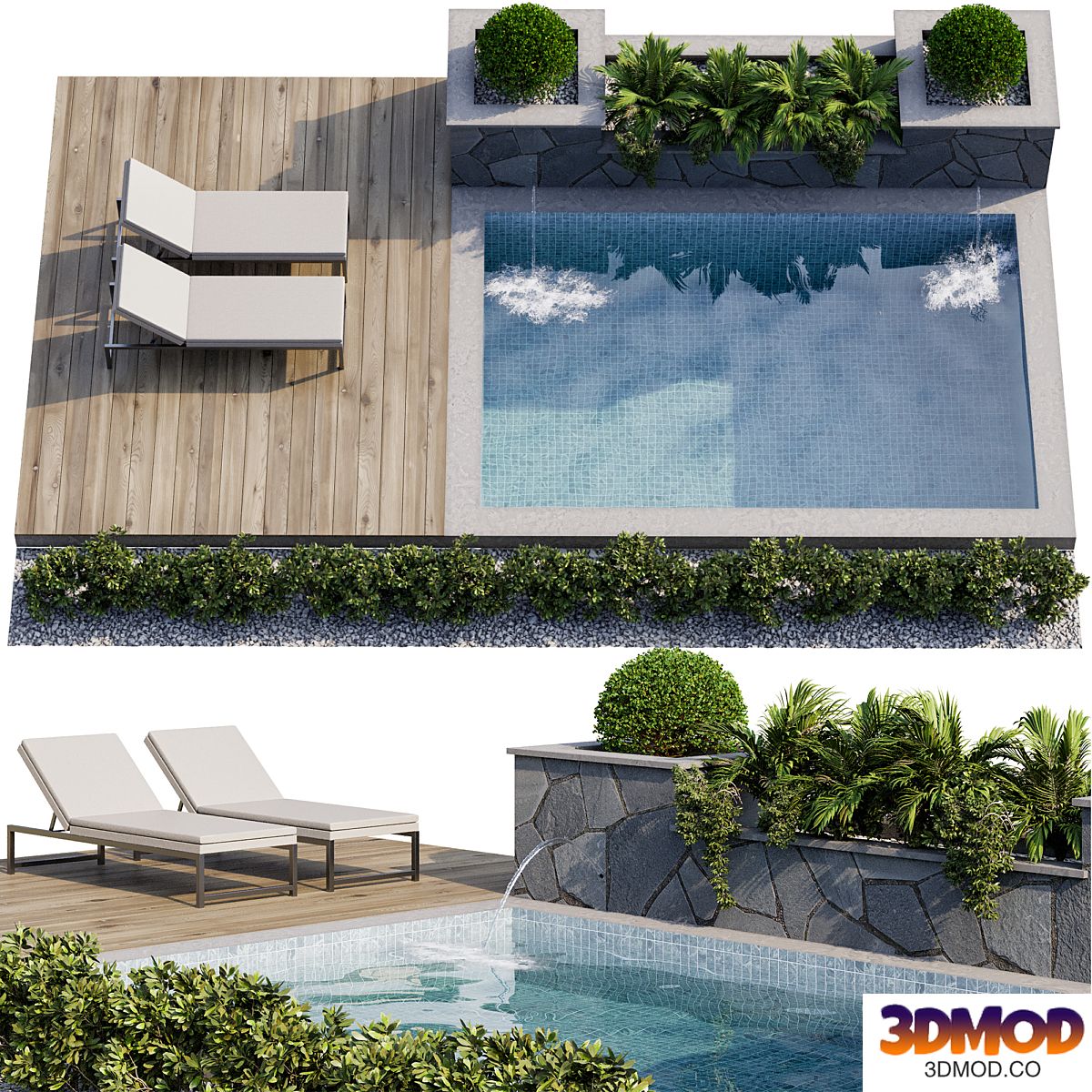Backyard and Landscape with Pool 12 游泳池