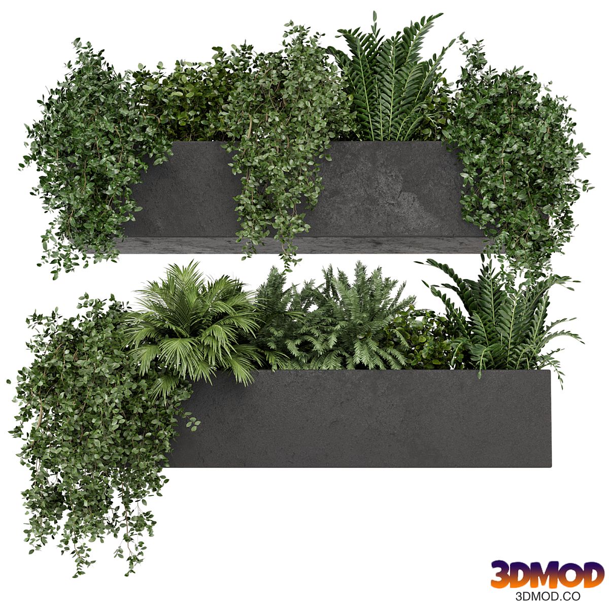 Hanging Plants in rusty Concrete Pot - Set 589