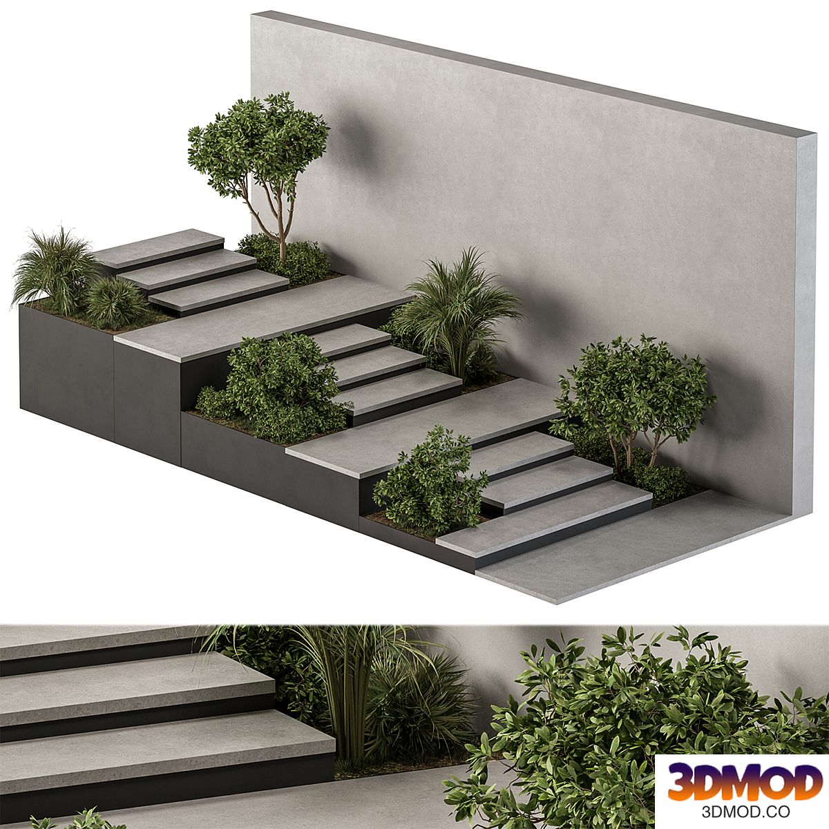 Landscape Furniture stairs with ivy and Garden - Architect Element 57