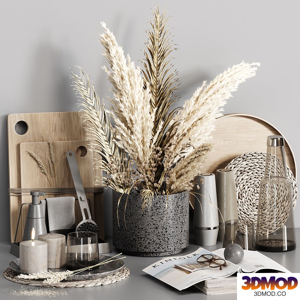 Kitchen accessories 024 with dried plants