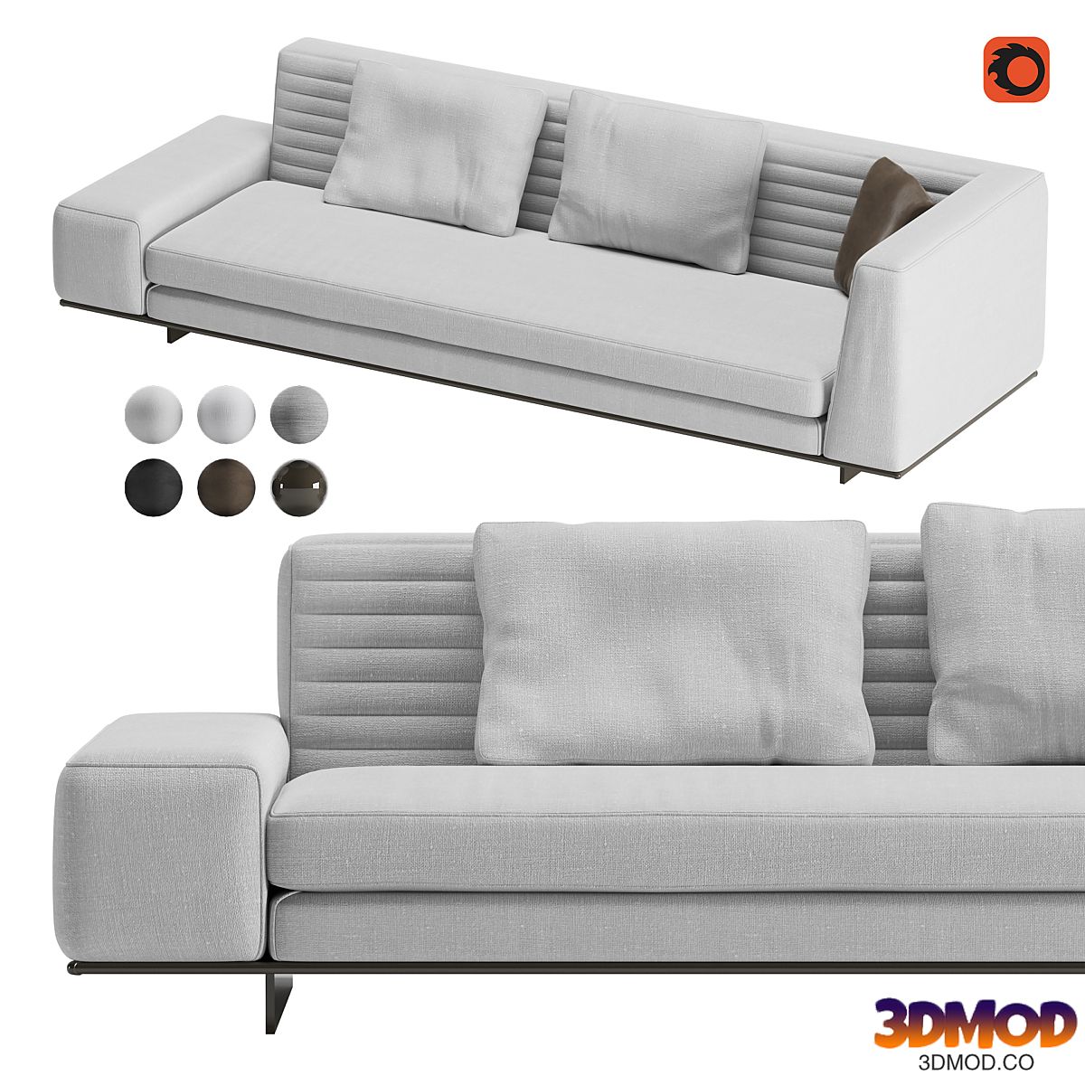 Sofa Minotti Roger Suite High Square Mix 双人沙发