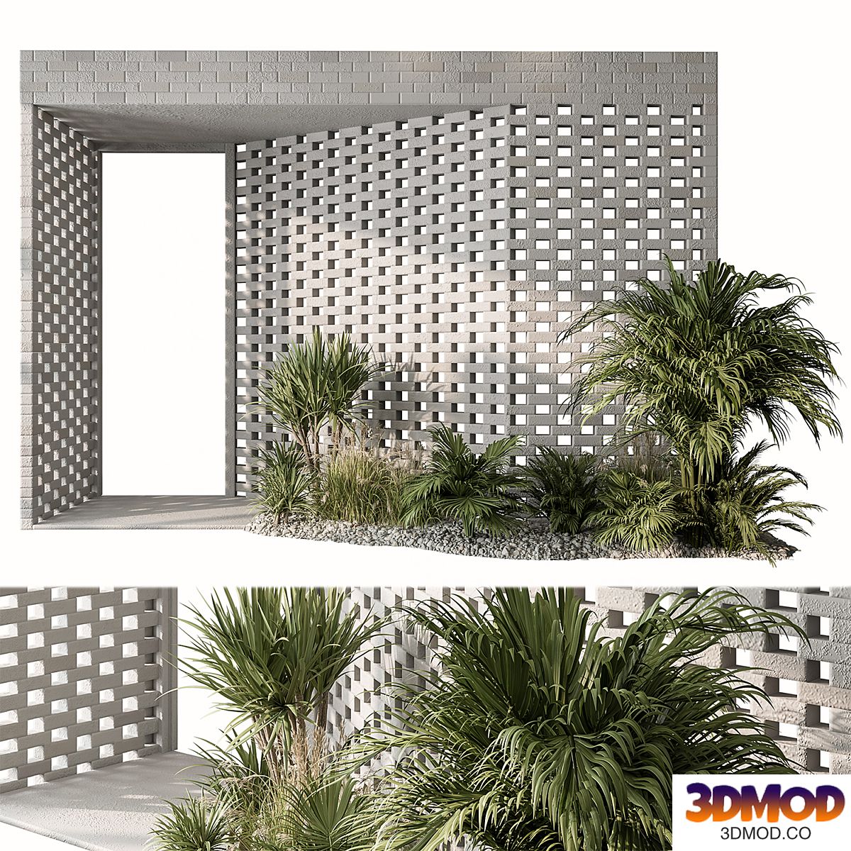 Outdoor Entrance Parametric Brick Wall - Architecture Element 53
