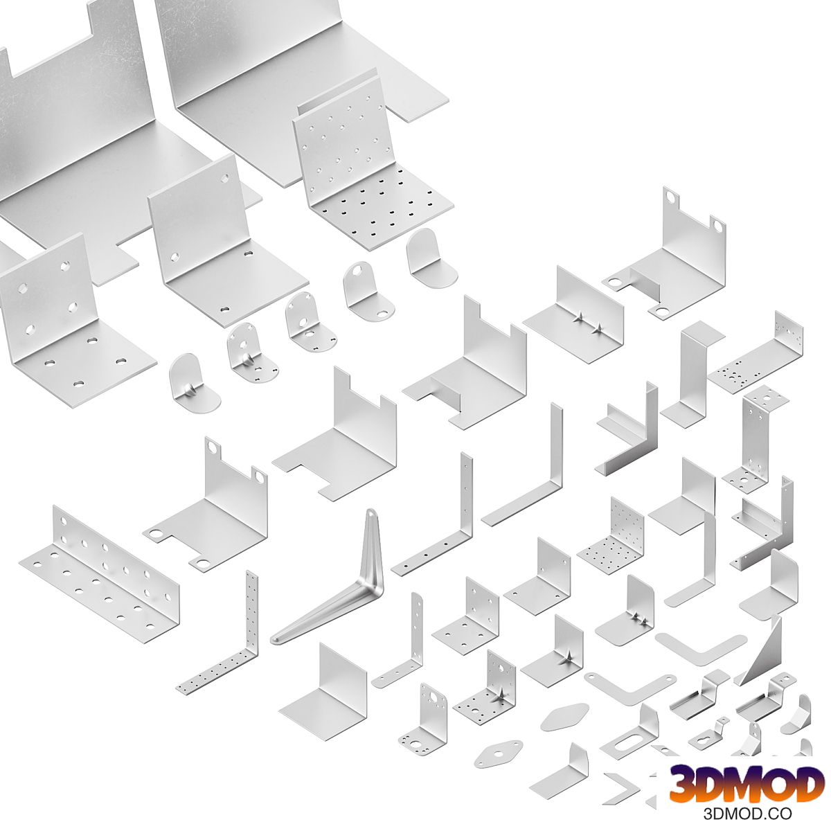 Set of metal corners, brackets and fasteners 五金