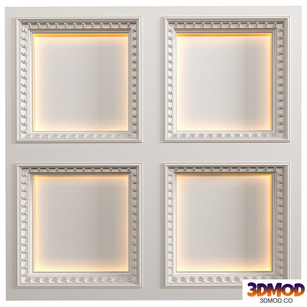 Modern coffered illuminated ceiling Art Deco style