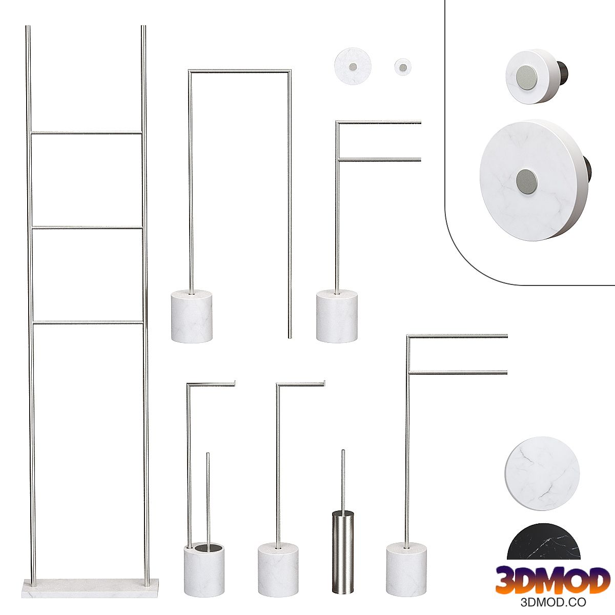Stand set with bathroom accessories BERTOCCI Carrarino