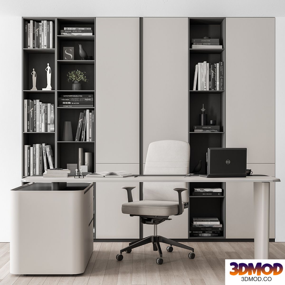 Boss Desk with Library Black and White Table - Office Furniture 285