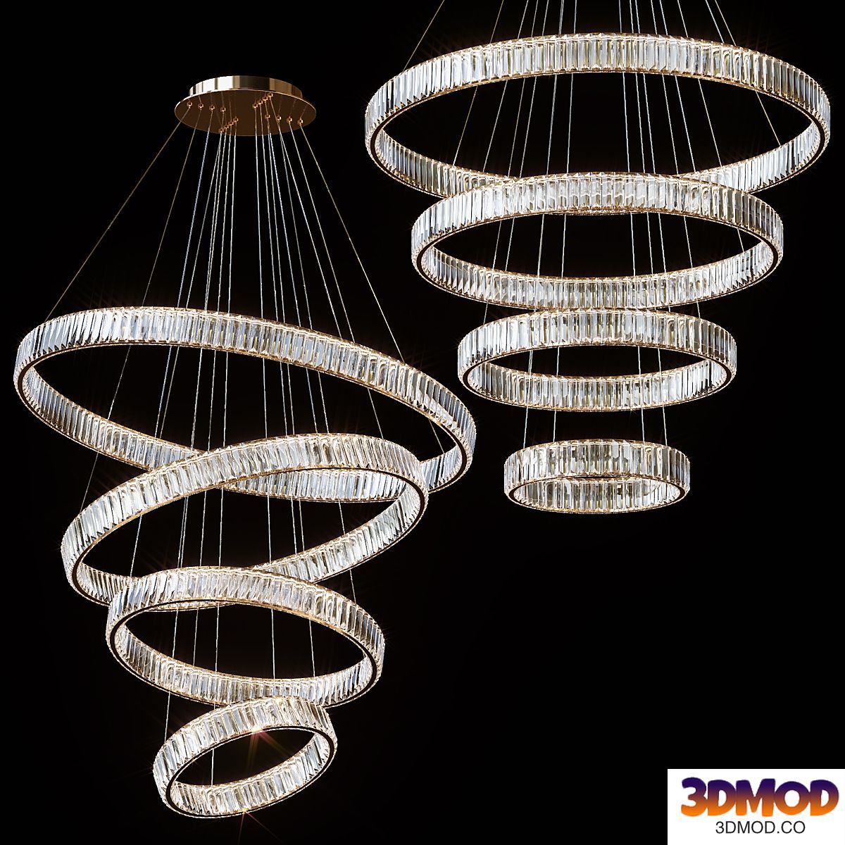 Cascading pendant chandeliers BERTOLDA CAS by lampatron ⌀ 100cm ⌀ 80cm ⌀ 60cm ⌀ 40cm