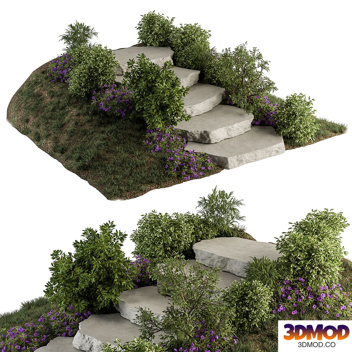 Landscape Furniture Rock stairs with Garden - Architect Element 56