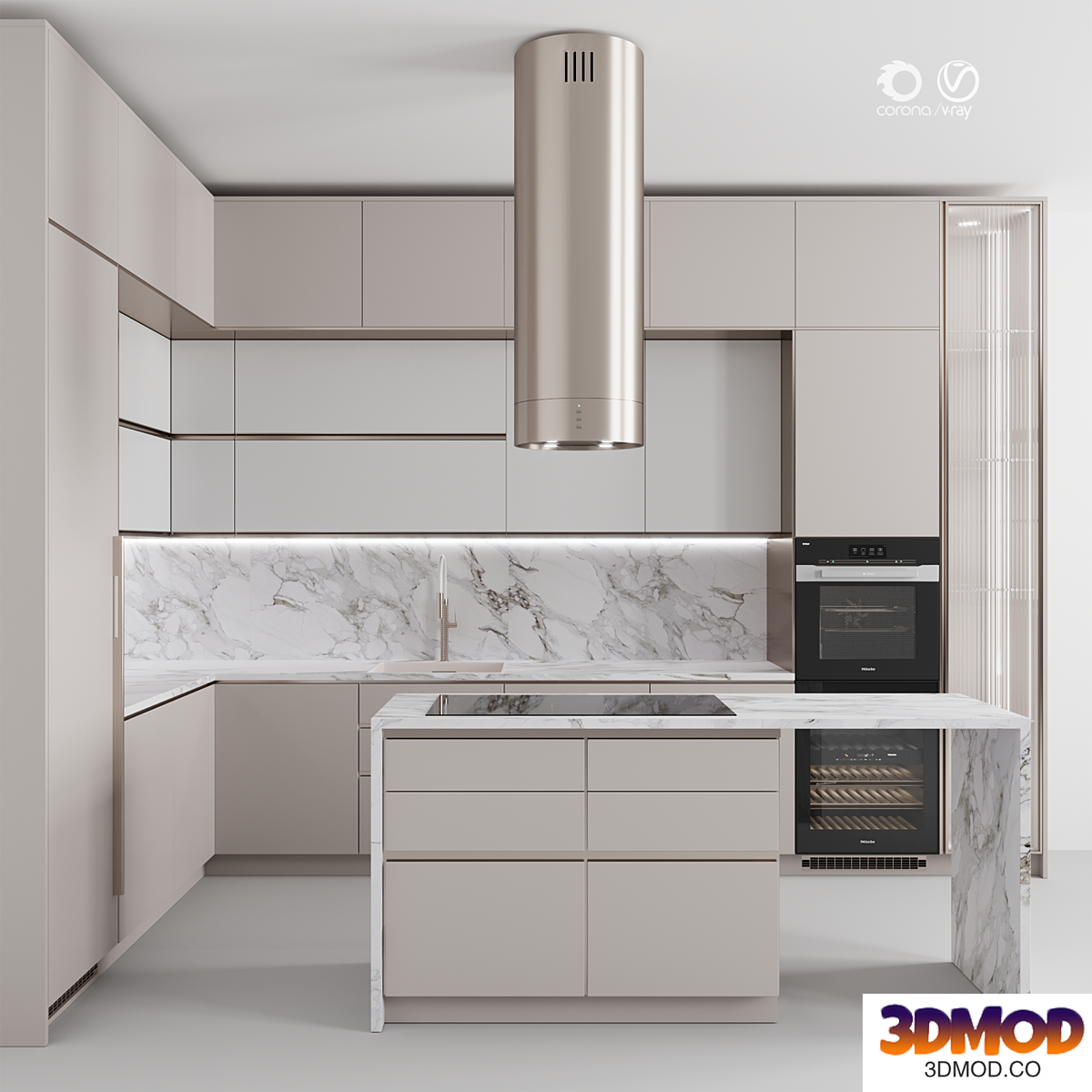 Kitchen №118 "White Marble" 厨房 橱柜