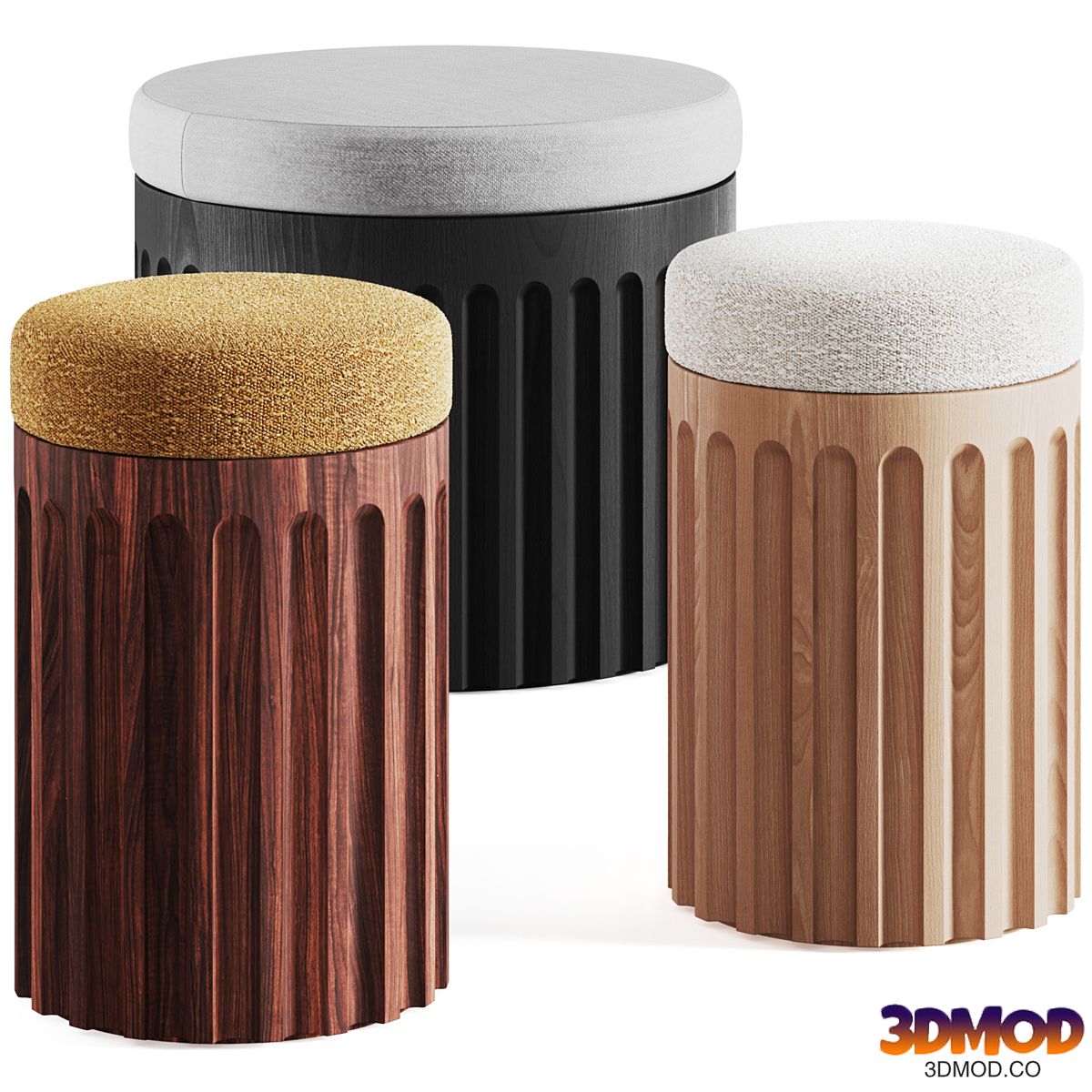 FLUTED STOOL by Galvin Brothers