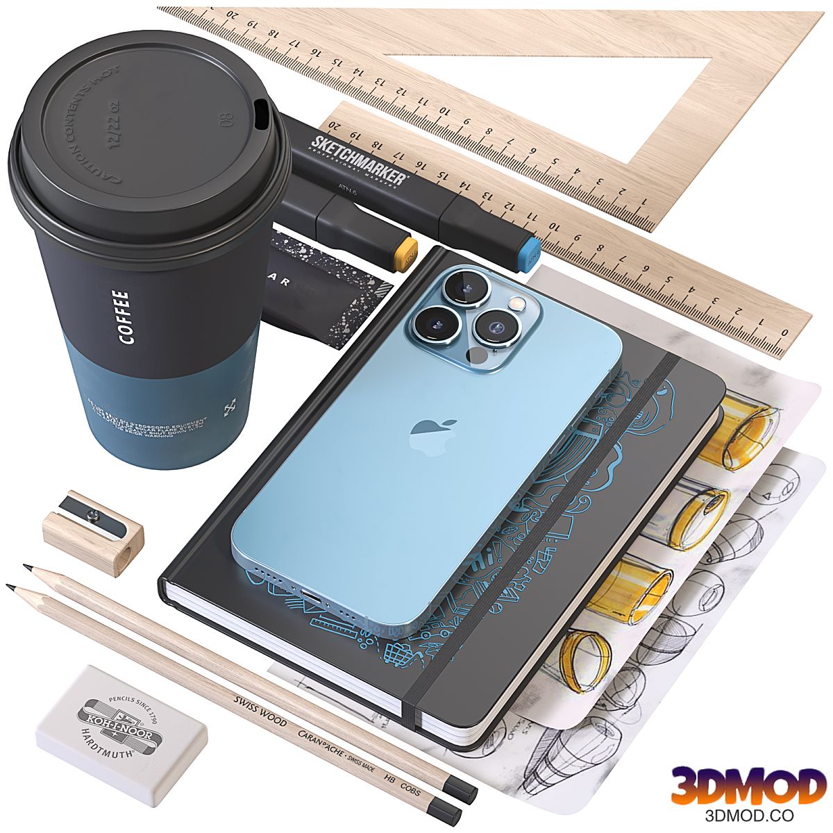 Blue iphone decorative set