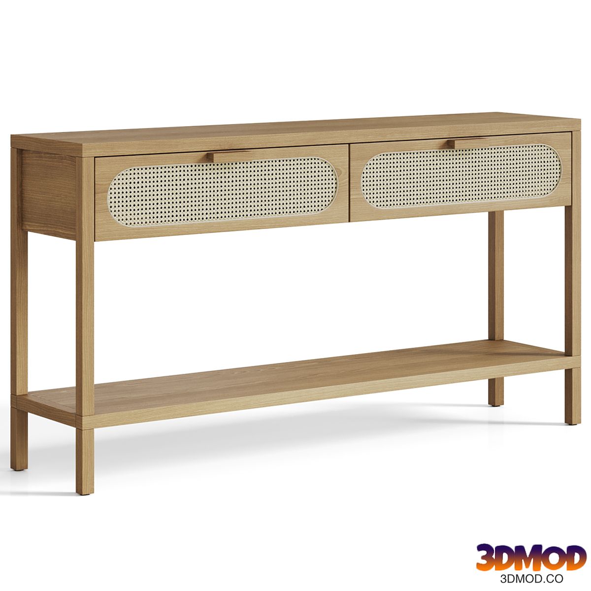 Classic Rattan and Wood Console
