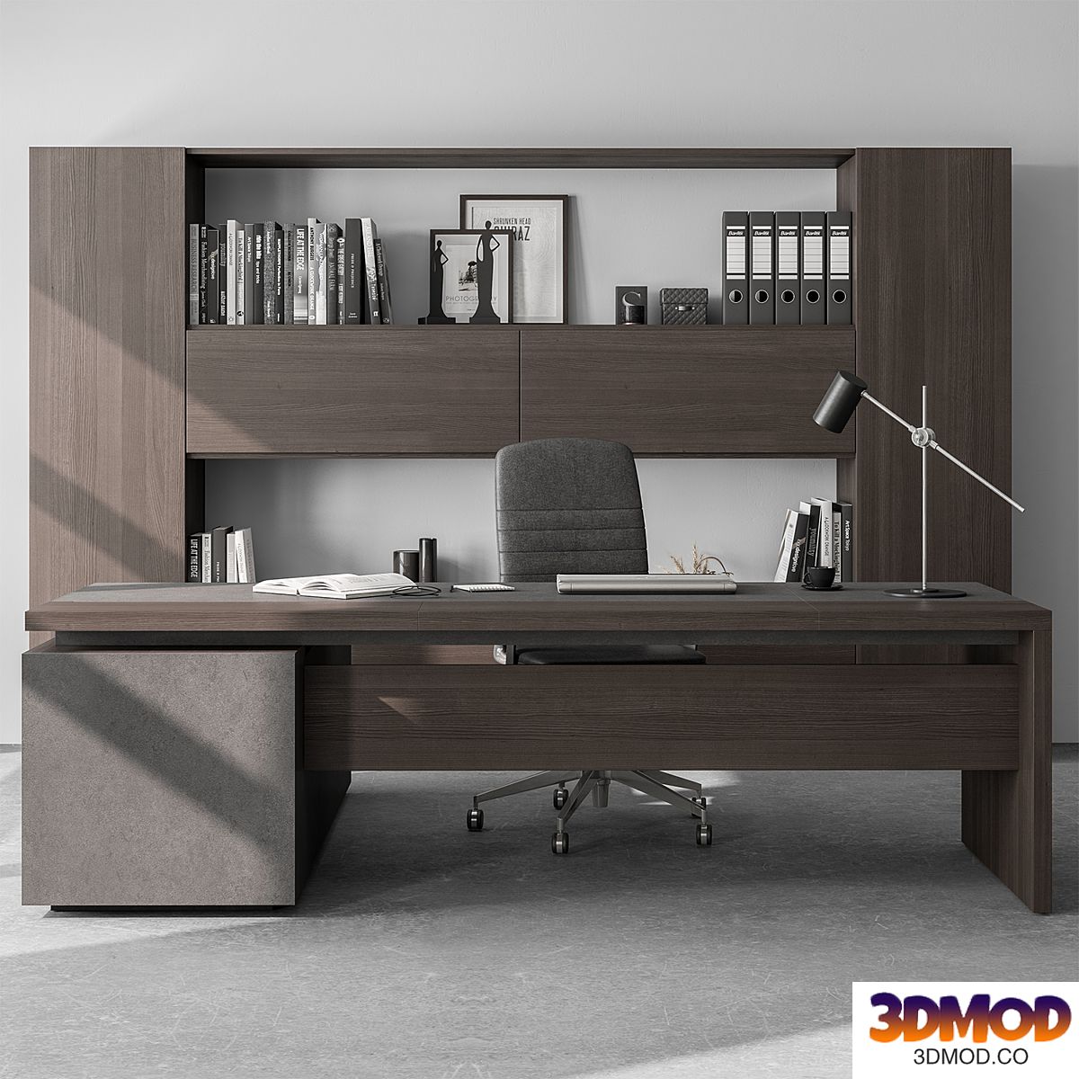 Boss Desk and Library Wooden Set - Office Furniture 298