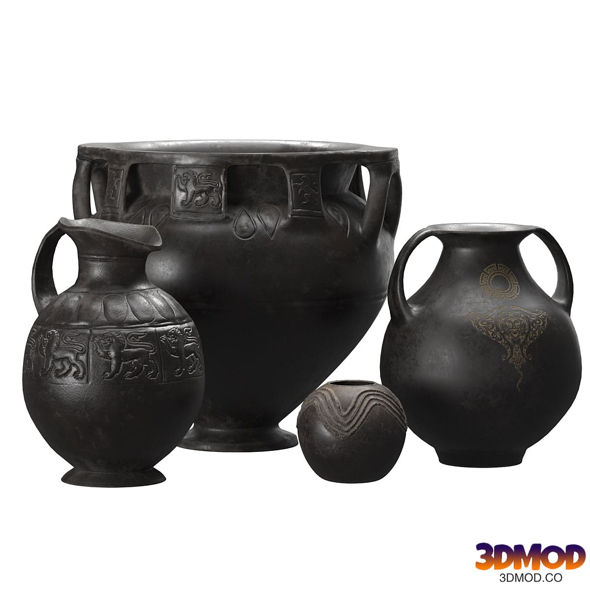 Black terracota vintage vases 陶罐摆件
