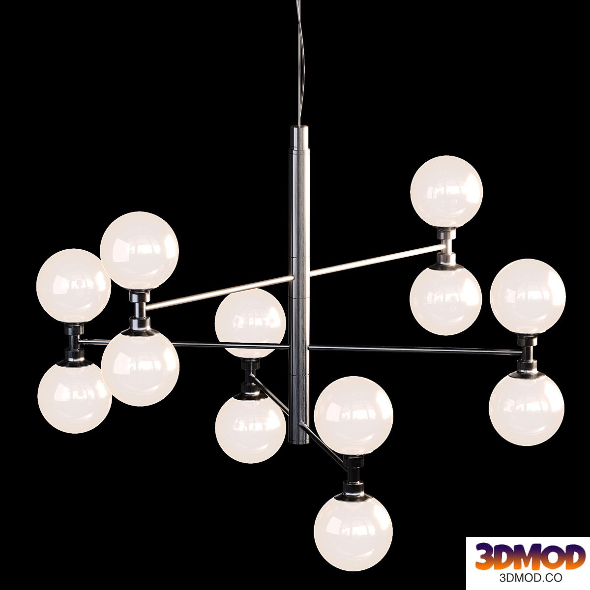 Large light pendant Grover with glass spheres in black