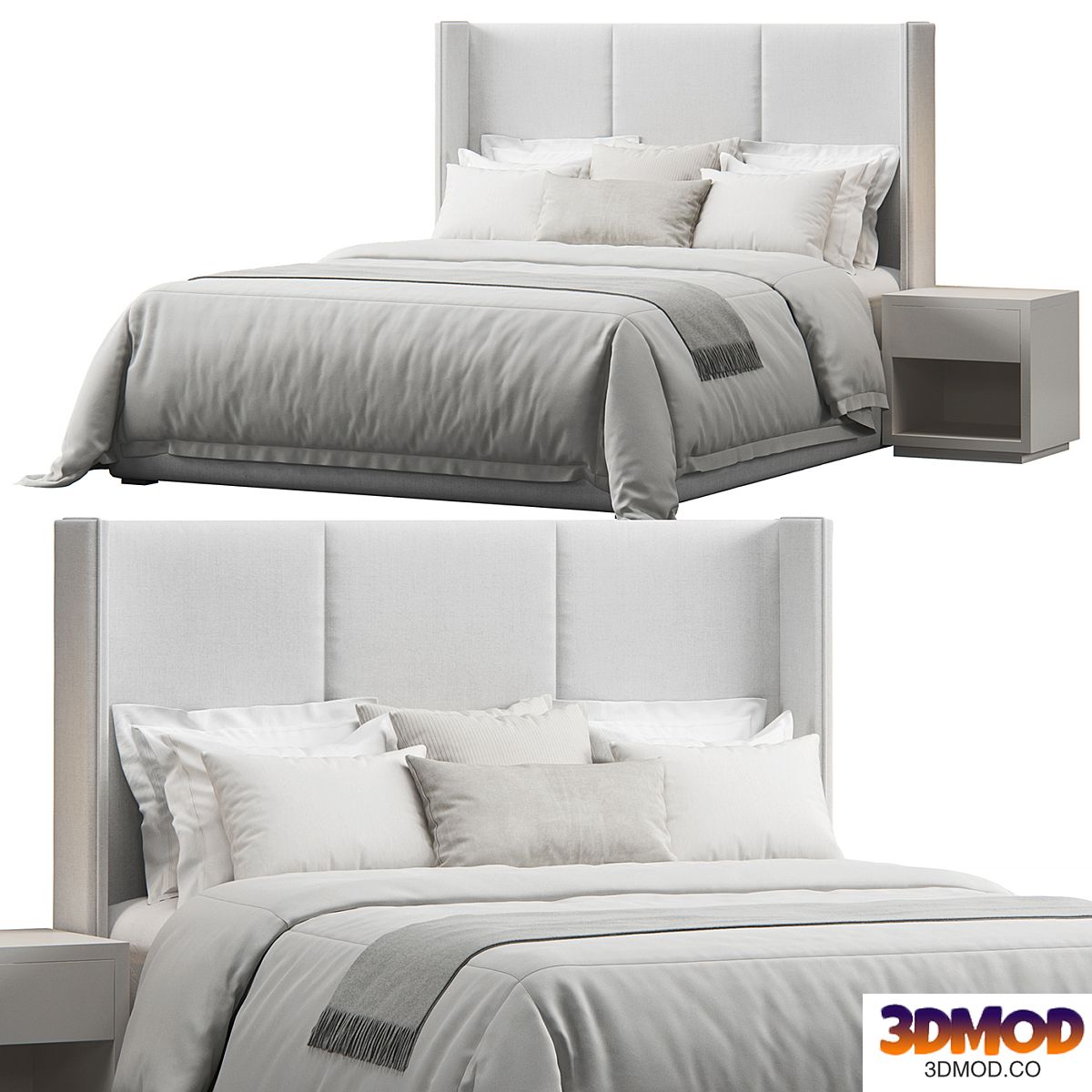 Striped Headboard Bed