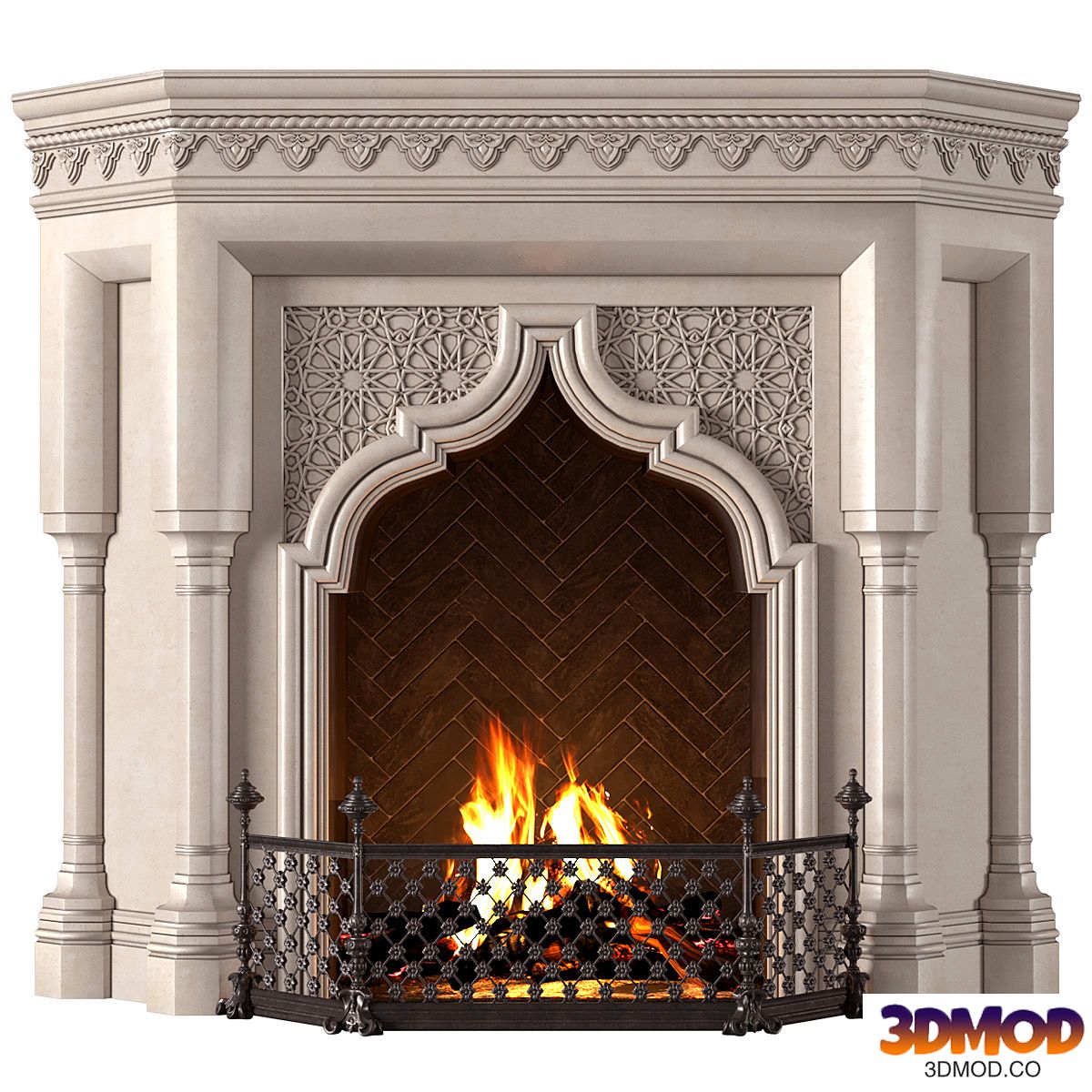 Fireplace in oriental style. Arabic classic fireplace.Arabic Fireplace.Oriental Fireplace 壁炉
