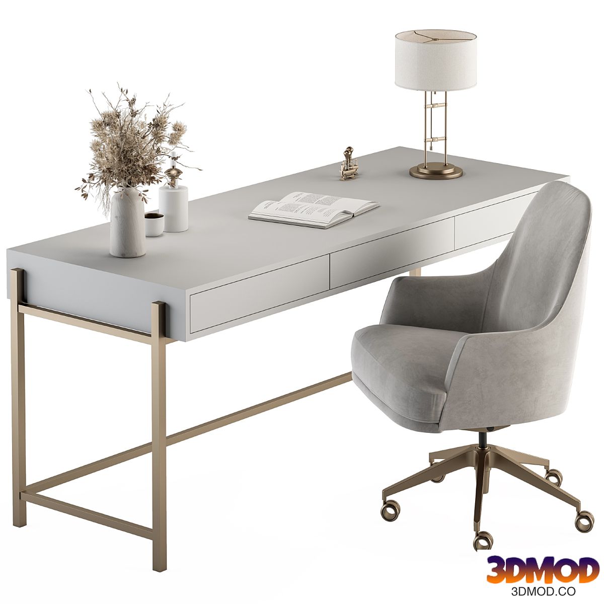 Home Office white and Gold Table - Office Furniture 282 书桌椅