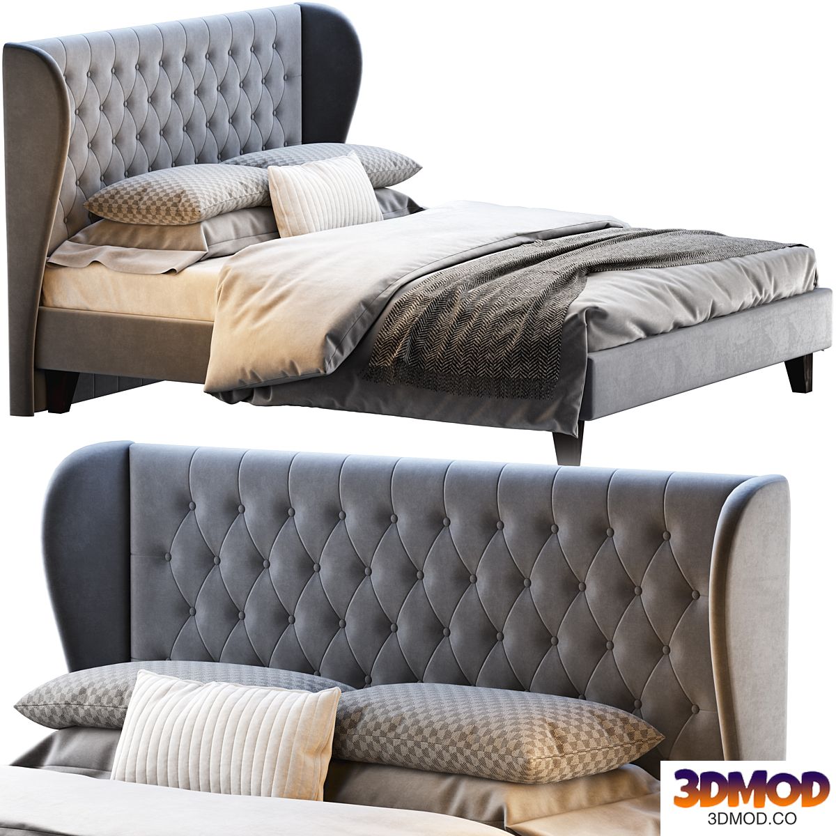 Double bed Vienso 160 Barhat Gray from Divanru