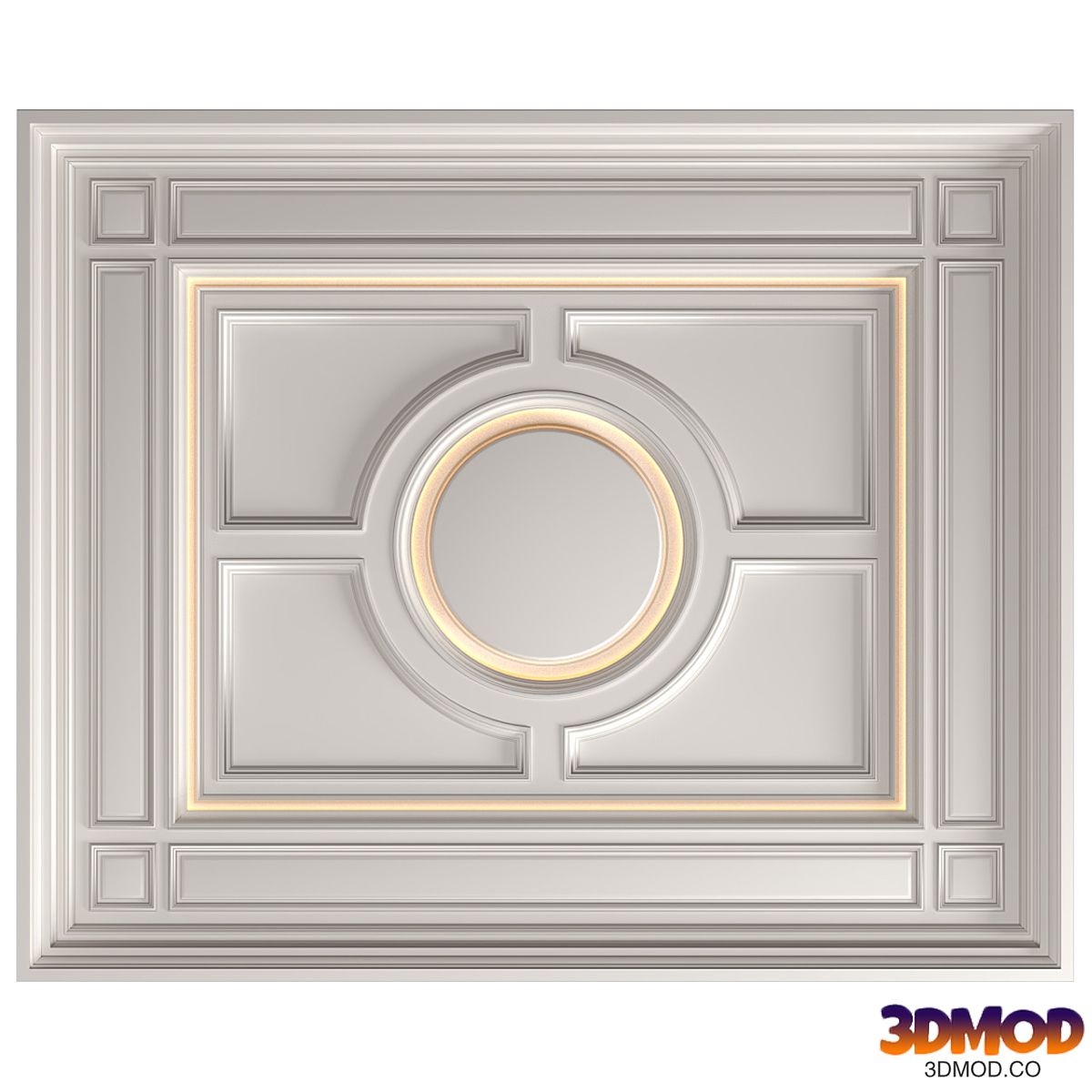 Modern coffered illuminated ceiling set Art Deco style