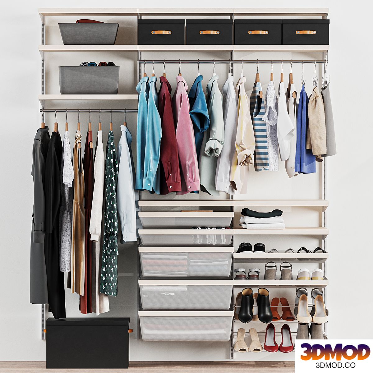 Wardrobe, wall module, dresses, clothes 3 衣柜