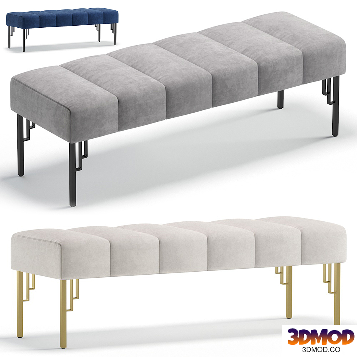 Bench WHITNEY by Cazarina Interiors 3 Colors Version 沙发凳