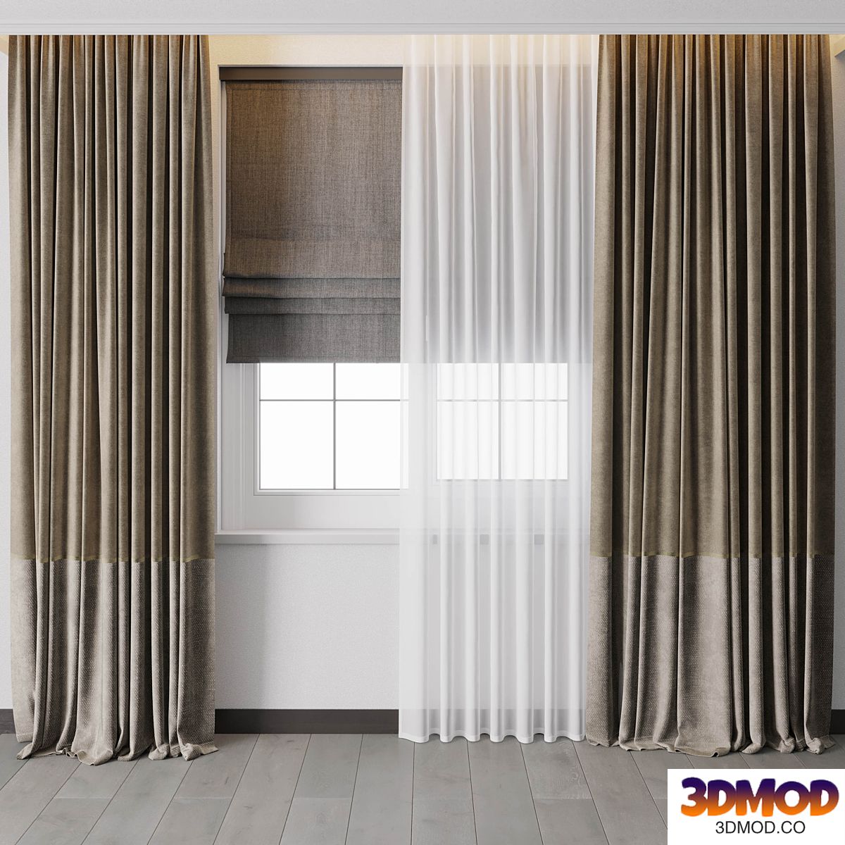 Hadi Curtain With Roman Blinds 56 窗帘